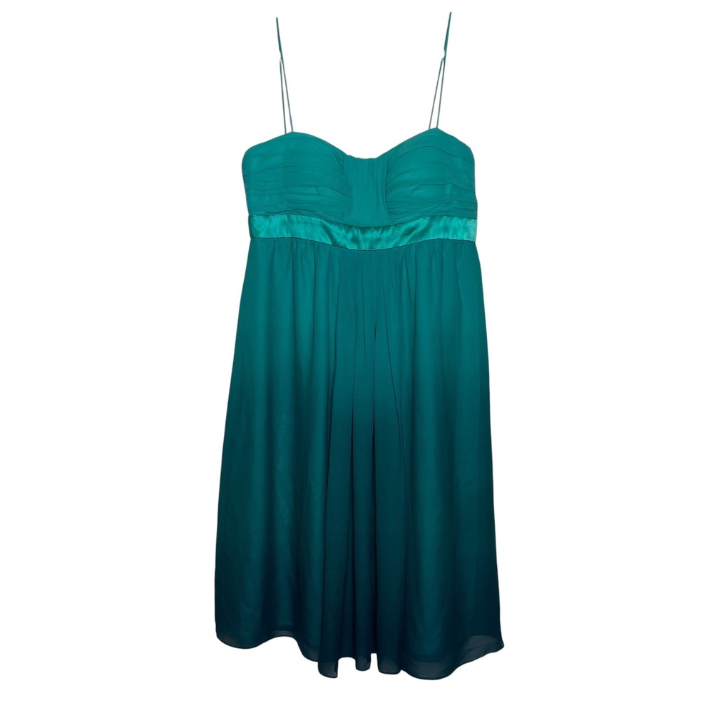 Donna Morgan Womens Teal Ombre Silk Pleated Cocktail Dress 6
